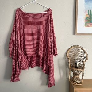 Free People Slouchy High-Low Hem Cropped Batwing Shirt Size L
